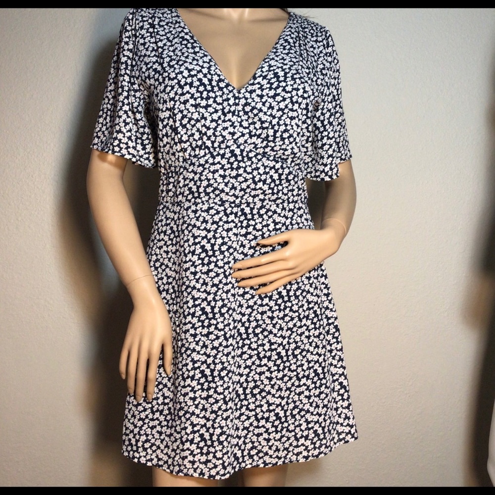 Abercrombie V Neck Smocked Flutter Sleeve Dress